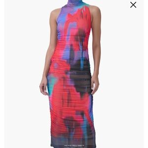 AFRM Red Blue Purple Tie-Dye Mock Neck Tank